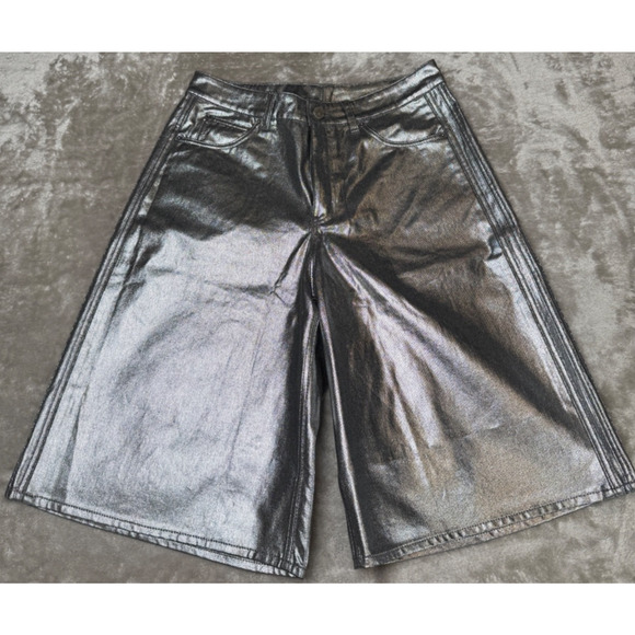 adidas Pants - Adidas Originals Firebird Silver Jorts Denim Bermuda Shorts Womens 10 KD2930 NWT